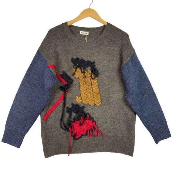 Hidden Alley Sweater‎ NWT Women’s S Gray Blue Knit Mohair Wool Blend Abstract - Picture 13 of 13